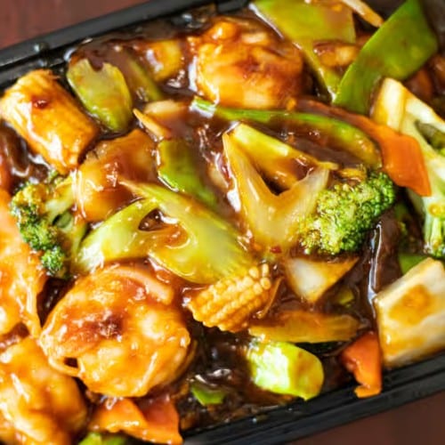 Shrimp with Garlic Sauce.